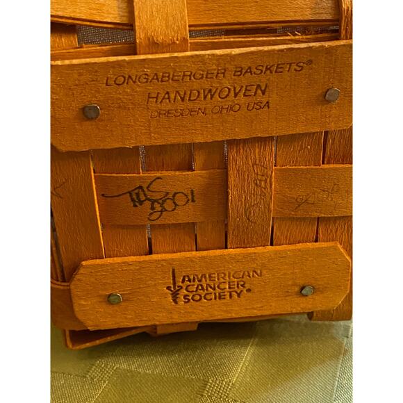 Vintage, Longaberger, Horizon of Hope Basket, Small Basket wLiner Protector 2001 - Picture 11 of 13